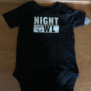 The Children’s Place, 6-9 month, Night Owl Onesie, Short Sleeve, Black, NWT